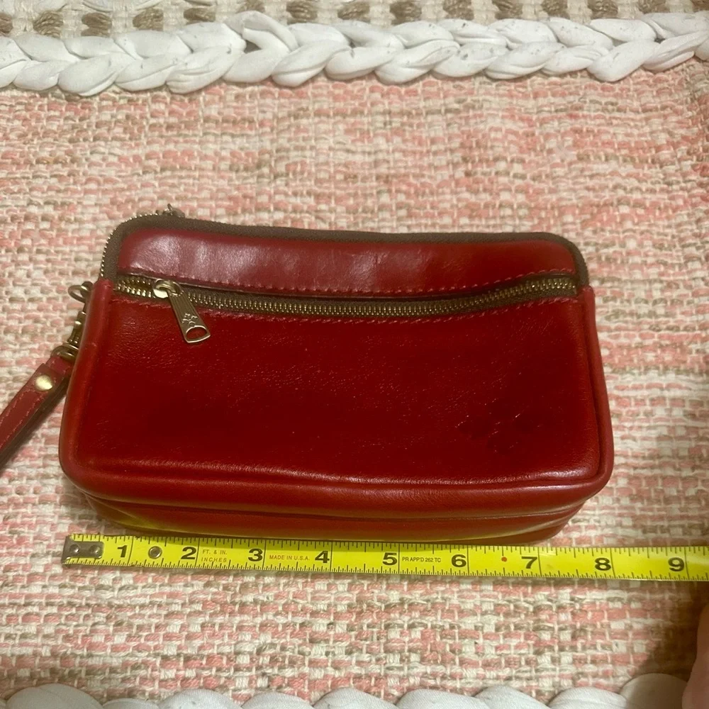 PATRICIA NASH red leather wristlet - Picture 3 of 4
